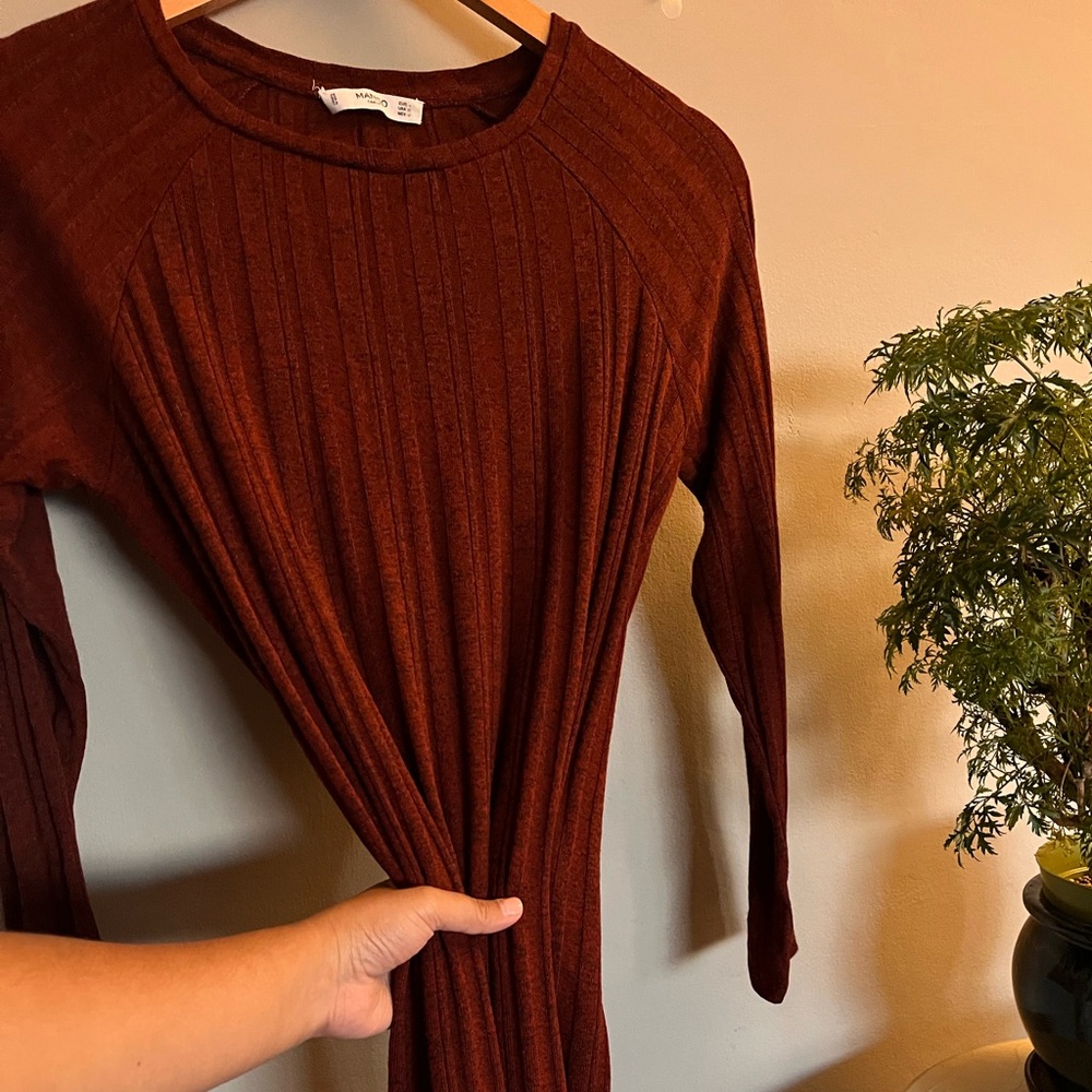 MANGO Ribbed Midi Dress